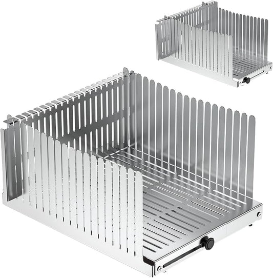 Stainless steel Bread Slicer for Homemade Bread,Adjustable Width,Foldable Compact,Bread Slicing Guide,Bread Loaf Slicer,for Cakes,Bagels,slice is 0.5",Bread width: 5.5"-8.3"(Silvers)