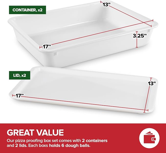 Stock Your Home Dough Proofing Container with Lid (2 Pack) Homemade Bread and Pizza Dough Storage Box for Proofing