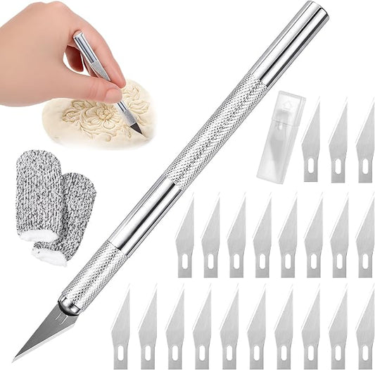 Premium Bread Lame Kit, Professional Sourdough Scoring Tool with 21 Replaceable Blades, 2 Finger Sleeves, Safety Cover Stainless Steel Dough Scoring Knife for Home Baking, Handmade Bread Making