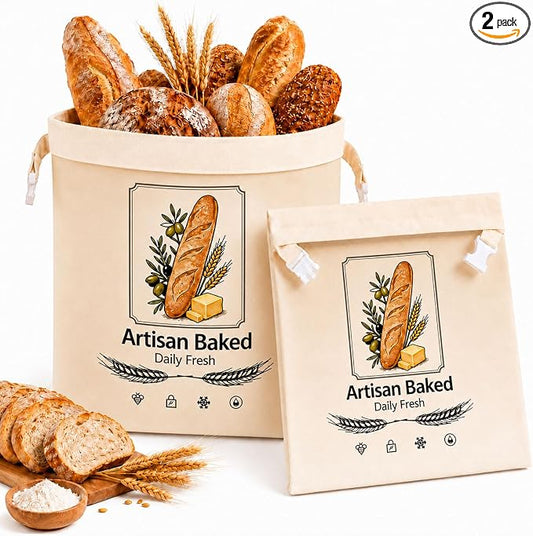 Beeswax Bread Bags, Bread Bags for Homemade Bread, Bees Wax Bread Bag, Reusable & Eco-Friendly,100% Natural Beeswax & Cotton, Long-Lasting Freshness,Airtight & Freezer-Friendly Food Storage