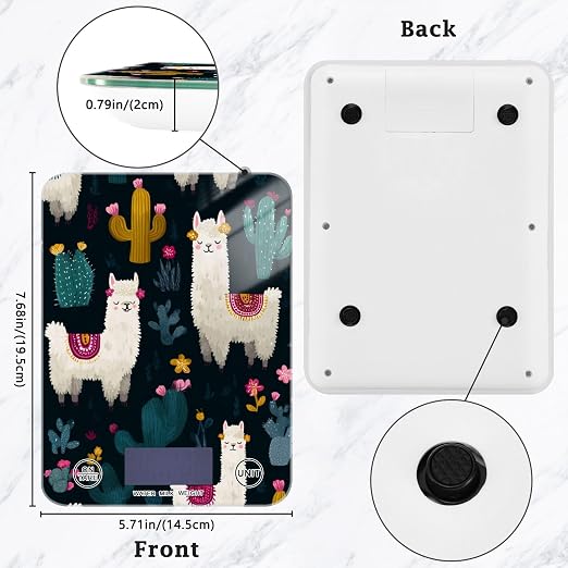 Food Scale Kitchen Scale for Baking Cooking Digital Food Weighing Measuring Scale Small Waterproof Electric Food Scale White Llama Green Cactus