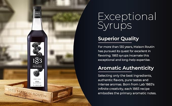 1883 Blackberry Syrup for Drinks, Made in France, 1 Liter Glass Bottle