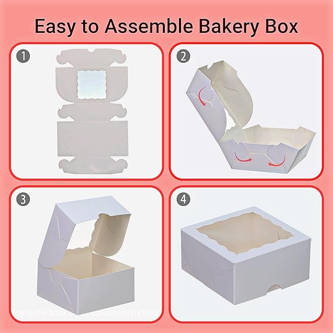 80 Pack 4x4x2 Inches Small Bakery Treat boxes Cookies Boxes Mini Baking Boxes for Cake,Pie, Cinnamon Roll Treat,Chocolate Truffle Box Party Wedding Favor