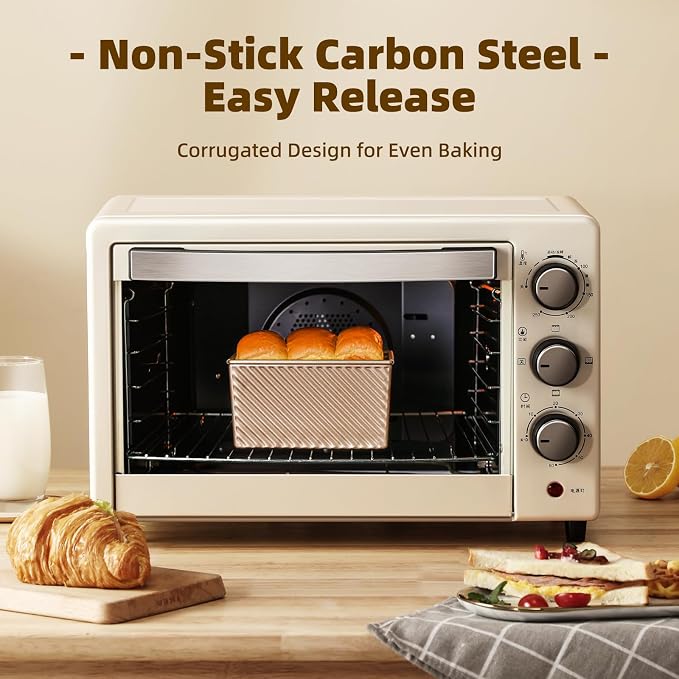 SUNCITY SUNCTY Pullman Loaf Pan with Lid, 1 lb Dough Capacity Non-Stick Bakeware for Baking Bread, Gold Toast Box Mold with Cover, 8.5 x 4.7 x 4.3 Inch