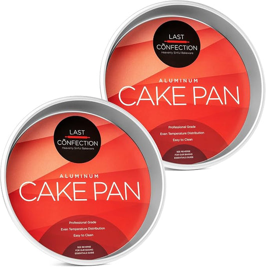 LAST CONFECTION 10 x 2 Inch Round Cake Pans, Set of 2 Anodized Aluminum Cake Pans Baking Tins