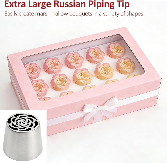 Extra Large Russian Piping Tips for Marshmallows Stainless Steel Flower Frosting Nozzles many styles Cake Decorating Baking tool for Buttercream, Cupcakes Cookies(SL34)