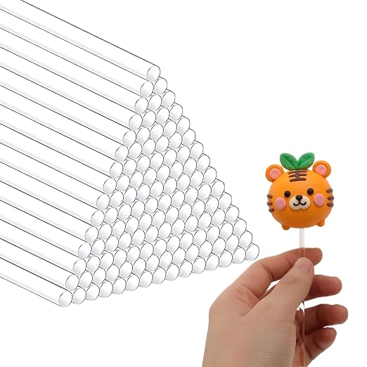DaTpuik 100 Pcs 1/8x6 Inches Acrylic Dowel Rods Inch Φ=3mm Lollipop Cake Topper Pops Candy Treat Sticks for Wedding Chocolate Cookie Dessert Handmade DIY Crafts Party Decorations Gardening Clear