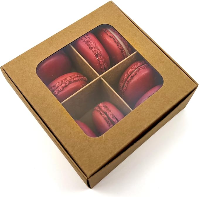 Treat Boxes - 20 ct 4.5 x 4.5 x 1.9 in Bakery Boxes with Windows and Dividers for Candy, Cookies, Cupcakes, or Bakery Desserts - Chocolate, Treats, and Baked Goods Packaging for Gifting