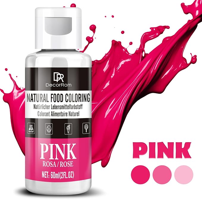 Natural Pink Food Coloring - Dye Free Natural Food Dye, FD&C Artificial Dye Free Liquid Food Coloring for Baking, Cake Decorating, Frosting, Icing, Easter Eggs, Fondant, Cookies & More, 2 fl. oz