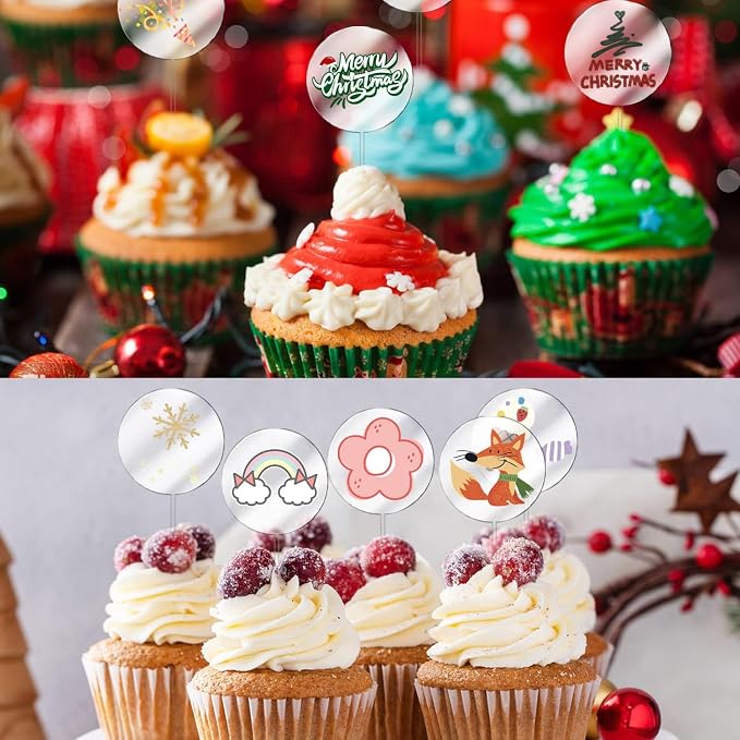 36 Pieces 2 Inch Round Acrylic Cake Toppers, Blank Cupcake Stick Toppers for DIY Clear Round Blank Cake Decorations, for Birthday, Wedding, Festival Party Supplies (Round)