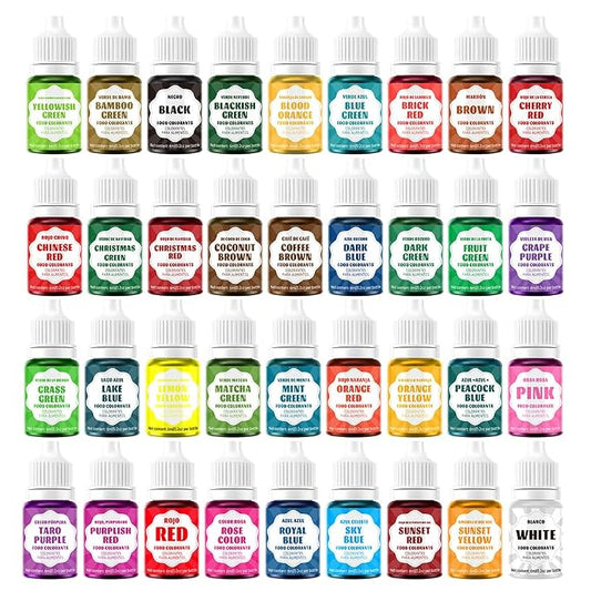 Food Coloring - Concentrated Liquid Food Coloring Set - Neon Liquid Food Color Dye for Baking, Decorating, Icing, Cooking, Slime Making Kit and DIY Crafts, 6ml Bottles (0.2 Fl. Oz) (0.2 Fl. Oz(Pack of 36))