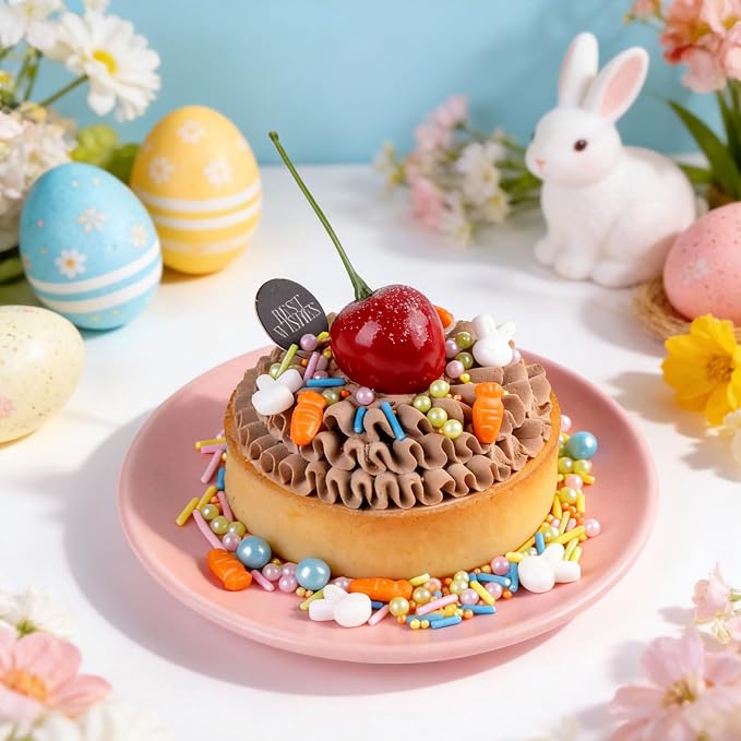 Easter Sprinkles for Cake Decorating, Pastel Bunny Carrot and Pearl Sprinkles Mix for Cookies, Cupcake, Ice Cream, Cake Decorating