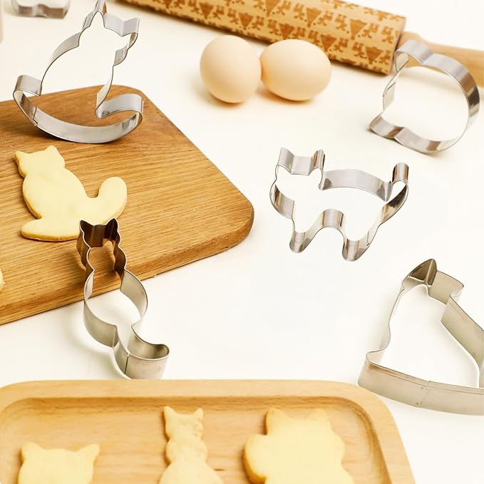 9-Piece Cat Cookie Cutter Set - 9 Unique Cat Shapes for Treats, Fondant, Pastry, DIY Baking Supplies. by ENBRWAS.