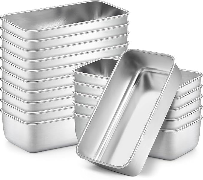 Onader 9x5 Inch Loaf Pan Set of 16, Stainless Steel Bread Pan for Baking, Loaf Tins for Meatloaf Homemade Bread Cake Brownies, Non Toxic, Oven & Dishwasher Safe