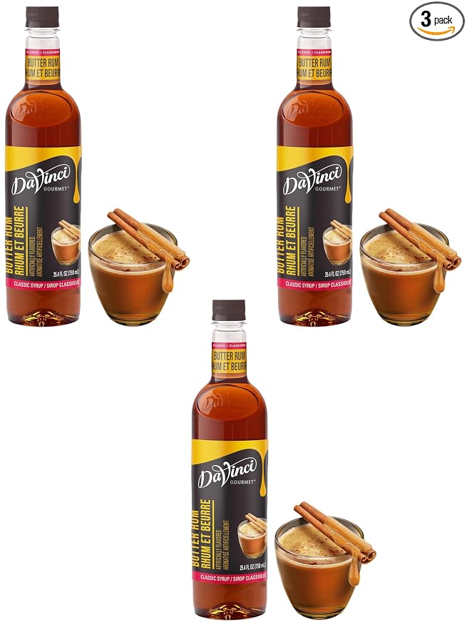 DaVinci Gourmet Butter Rum Syrup | 25.4 Fluid Ounce | Pack of 3 | Classic