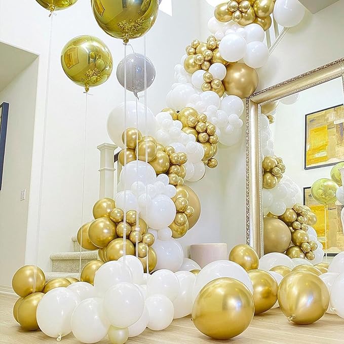 PartyWoo Gold Balloons 100pcs 12 Inch Gold Latex Helium Balloons for Birthday Wedding Anniversary Baby Shower Graduation Bachelorette Retirement Engagement Tea Casino Disco Party Decorations Gold-G101