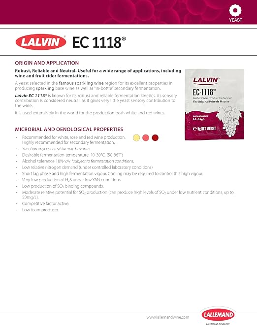 Lalvin Wine Yeast EC-1118 10pk