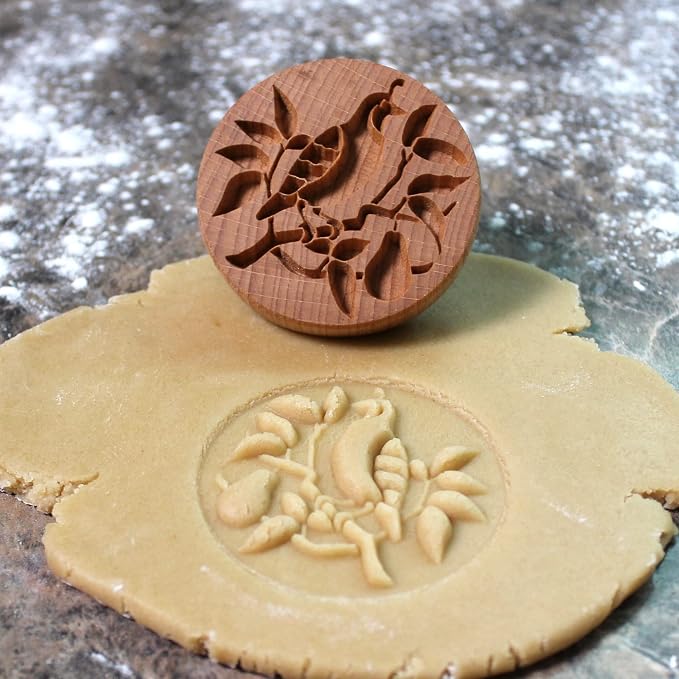 Wood Cookie Stamp, 2.5 Inch (Partridge in a Pear Tree CS-004)