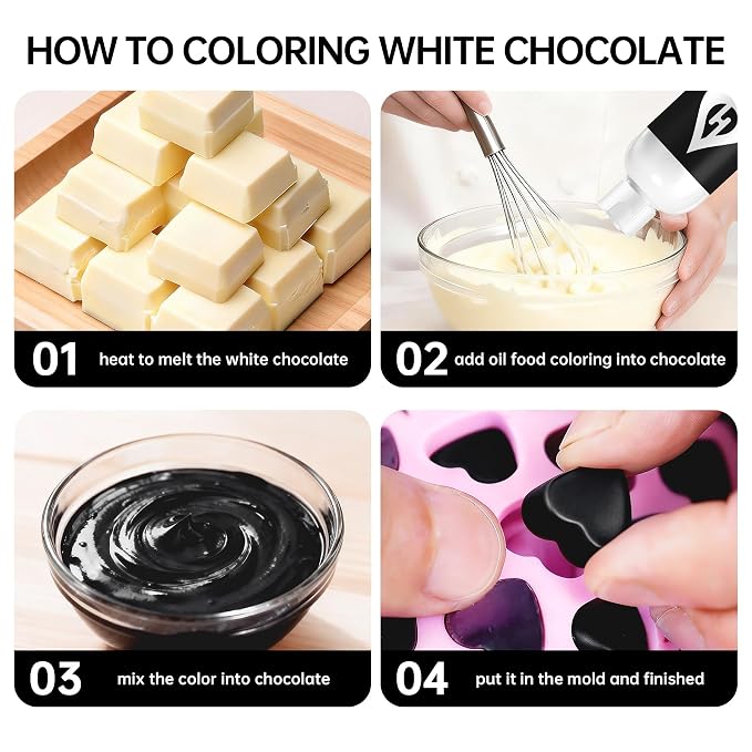 Black Oil Based Food Coloring for Chocolate – Herbeklab 100ml Professional Concentrated Oil Food Dye for Candy Melts, Chocolate, Cake Pops, Strawberries & Baking