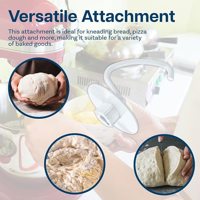 Mixer Attachments for KitchenAid 4.5–5 Quart Tilt-Head Stand Mixers – Compatible with Artisan & Classic – Beaters, Whisks, Dough Hooks & Attachment Sets by MMOBIEL (Dough Hook, Aluminum)