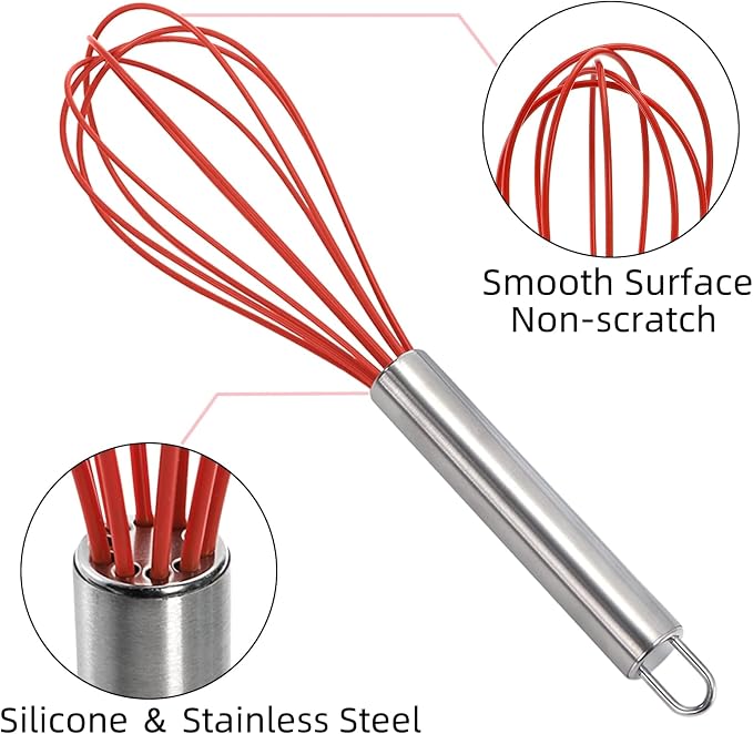 Cididu Set of 24 Silicone Whisk Bulk for Cooking, 10 In Wisking Tool Non Scratch, Flexible Rubber Whisks for Nonstick Pans, Kitchen Hand Whisk for Mother's Day Party Gifts, BPA Free Dishwasher Safe