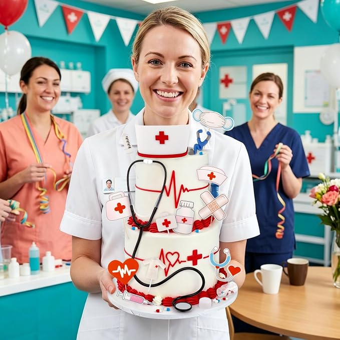 27PCS Nurse Cake Topper Nursing Graduation Decorations Nurse Party Decorations Graduation Cake Topper for Rn Theme Party Doctor Nursing Graduations Party Supplies Decor