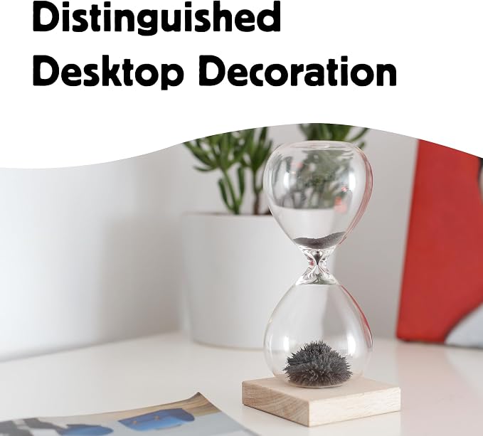 Kikkerland Magnetic Hourglass Timer – Elegant, Relaxing Decor for Home & Office – 1 Minute Timekeeper with Hidden Magnet & Wooden Base