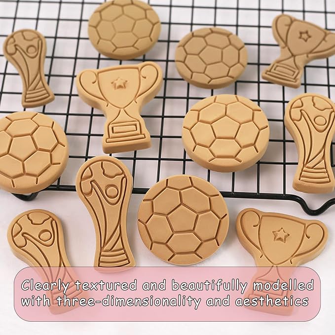 8 Pcs Sports Ball Cookie Cookie Stamps with Plunger Cutters Set 3D Cartoon Cute Soccer Basketball Biscuit Cutter Cookie Stamps for Party Baking Decorating Fondant Muffins Cheese Candy