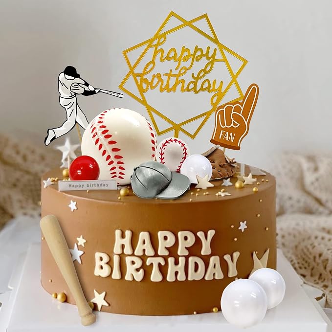 Baseball Cake Decorations Sports Theme Party Decoration Supplies Baseball Themed Happy Birthday Cake Topper Party Decorations
