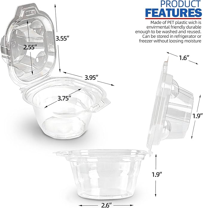 100 Packs Individual Cupcake Containers Stackable Single Compartment Cupcake Disposable Carrier Holder Box Deep Dome Clear Plastic BPA-free (100 PCs)