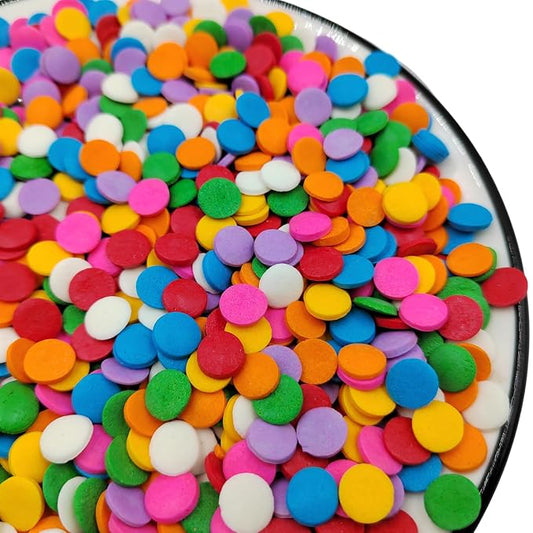 Homankit Rainbow Round Sprinkles, Edible Confetti Sprinkles for Celebration 8MM Round Sprinkles for Baking Cake Cupcake Ice Cream Cookie Decoration 2.82 Ounces