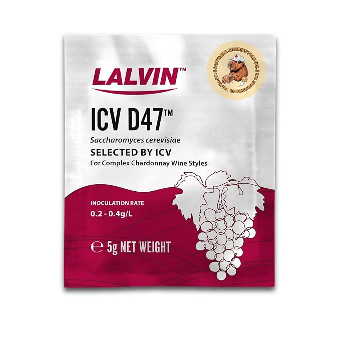 Lalvin D47 Wine Yeast (10 Pack) - Make Wine Cider Mead Kombucha At Home - 5 g Sachets - Saccharomyces cerevisiae - Sold by CAPYBARA Distributors Inc.