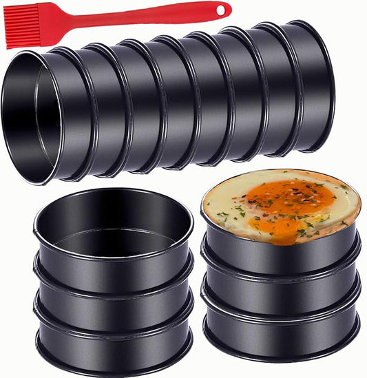 DATANYA 12Packs Crumpet Rings NONSTICK English Muffin Ring 4 Inch - Stainless Steel Double Rolled Tart Rings Round Metal Cookie Pastry Ring Molds for Baking Cooking