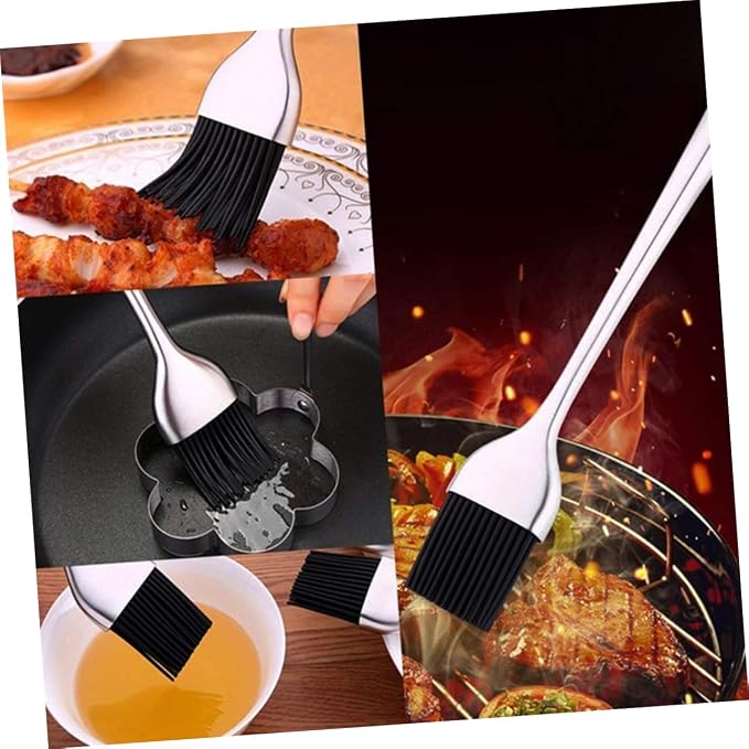 SUPVOX Heat Resistant Silicone Basting Brush with Stainless Steel Handle for Bbq Grilling Baking and Pastry for Meats Cakes Sauces and Marinades