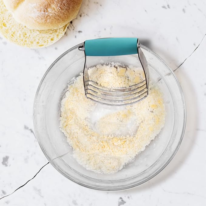 ALLTOP Pastry Blender Cutter,Stainless Steel Dough Masher for Butter, Biscuit,Baking, Kneading,Dough, Flakier and Fluffier Pie Crusts, Almond - Hand Kitchen Tool (1 Pack, Turquoise)