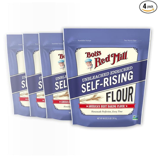 Bob’s Red Mill Self-Rising Flour - 3 lb Bag (Case of 4), Ideal for Biscuits, Pancakes, Quick Breads, Non-GMO, Kosher
