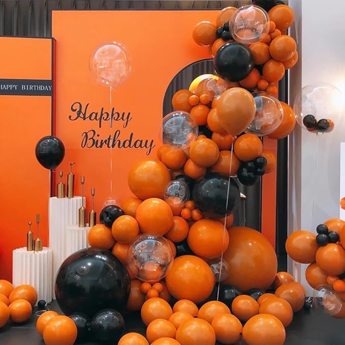 Voircoloria 105pcs Retro Orange Balloons 12inch Party Latex Balloons for Boys Girls Birthday Baby Shower Gender Reveal Wedding Sunflower Party Decorations