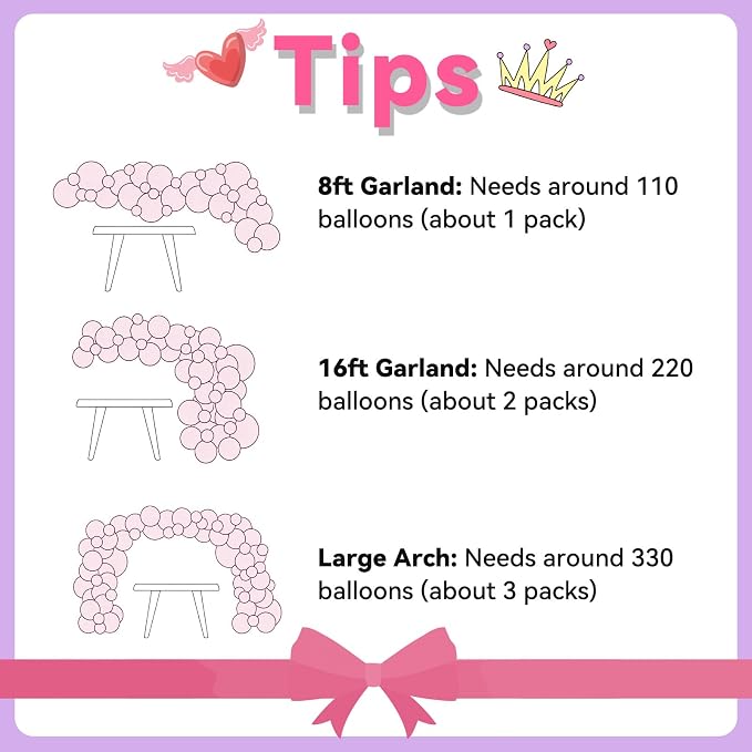 FunHot Pink Purple Balloon Arch Kit, Princess Balloon Garland, Pastel Pink Purple White Balloons Metallic Gold Star Foil Balloons for Girls Baby Shower Wedding Bridal Shower Birthday Party Decoration