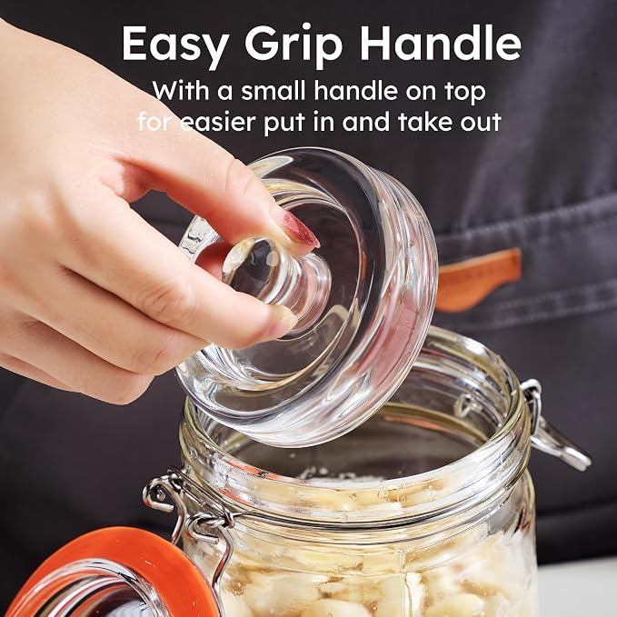 Jillmo 1 Liter Fermentation Jar, Square Glass Fermenting Kit with Weights for Making Sauerkraut, Kimchi, Pickles & More, Pack of 2