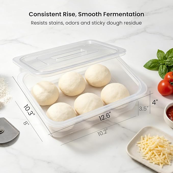 Dough Proofing Container, 5Qt Large Capacity Holds Up to 6.6Lb of Dough, BPA-Free Tray with Lid Dough Rising Box for Bread, Sourdough, Pizza Dough Stackable Dough Container(Clear 1 Pack)