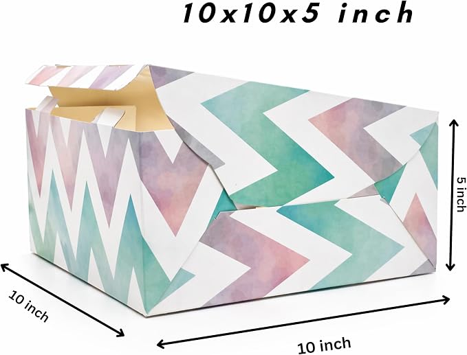 mudrit Cake Boxes with Window 10 Pcs Bakery Boxes for Cakes, Donuts, Brownies, Pie, Pastries and Christmas Cookies: Size 10x10x5 Inches