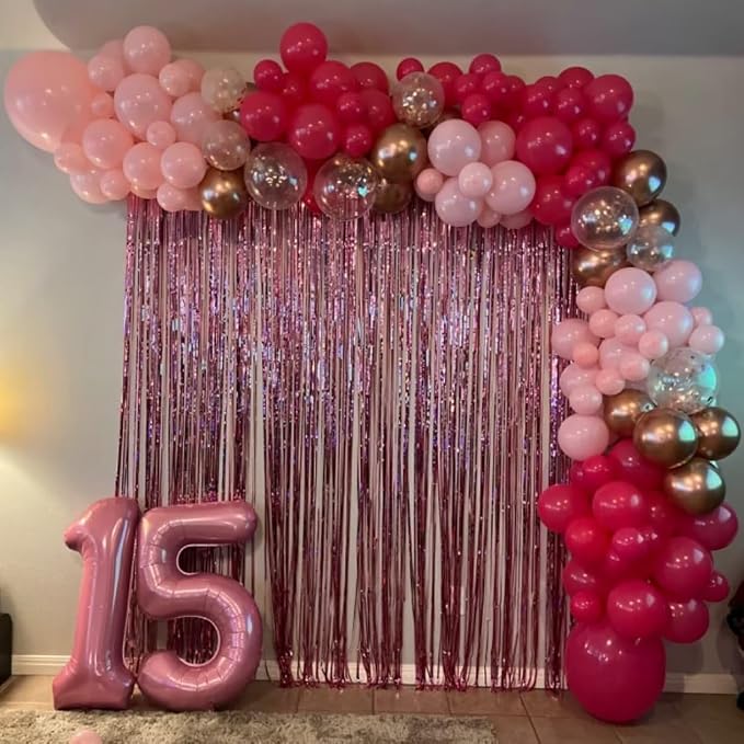 Pink Balloon Arch Garland Kit, 100pcs Hot Pink Blush Balloon Garland Kit with Different Sizes Light Pastel Balloons for Wedding Birthday Shower Princess Theme Party Decorations