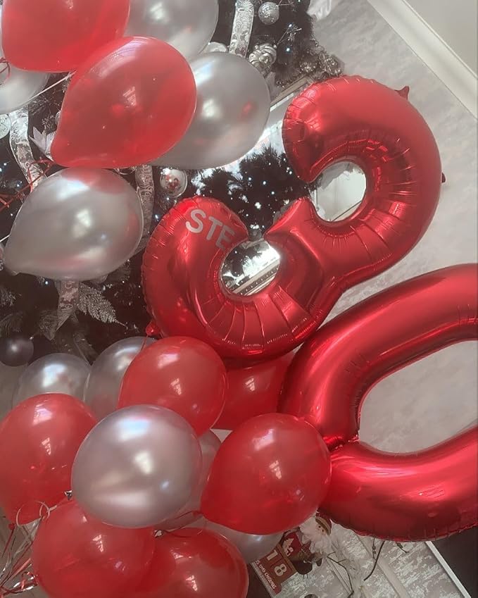 Bonropin 161pcs Red and Black Balloon Arch Kit with Explosion Star Balloons, 5/10/12/18in Red/Black and Metallic Silver Balloons Garland Kit for Birthday Prom Graduation Party Decorations