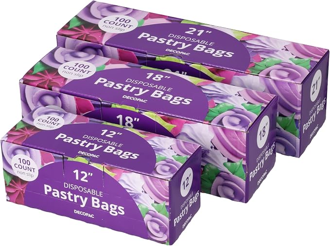 DecoPac Disposable Pastry Bag, Piping Bags with Non-Slip Outer Surface, Pack of 100 Clear Bags - 18 Inch
