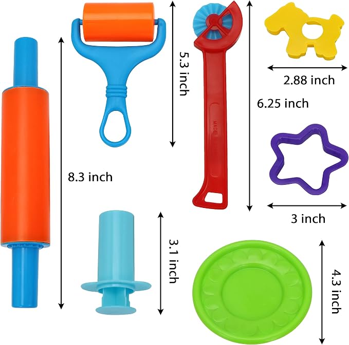 JOYIN 44 Clay Tools Set for Kids, Clay Accessories with Various Plastic Molds, Rolling Pins, Cutters, Gift for Boys Girls