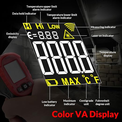 WGGE Infrared Thermometer Gun WG-127B, Digital IR Thermometer for Cooking, Candy, Food, Pizza Oven, Grill & Engine, Temp Reader -58℉~1112℉(-50℃~600℃) Non-Contact Temperature Gun (Not for Human)