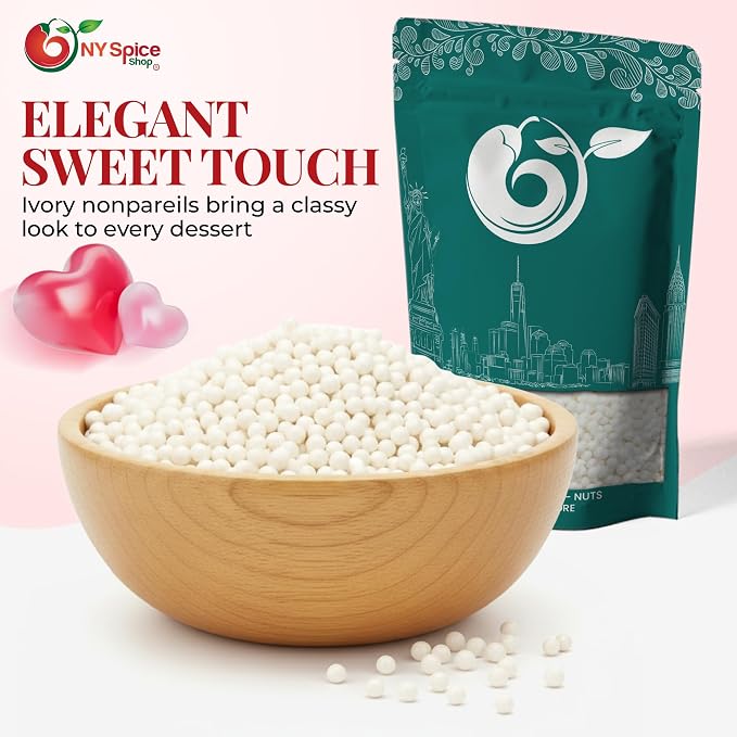 NY Spice Shop Ivory Nonpareils - 3 Pound Colorful Candy Sprinkles - Ivory Nonpareil Candies - Candy Sprinkles for Decorating Cupcakes, Cookies, Cakes, Chocolates and Desserts