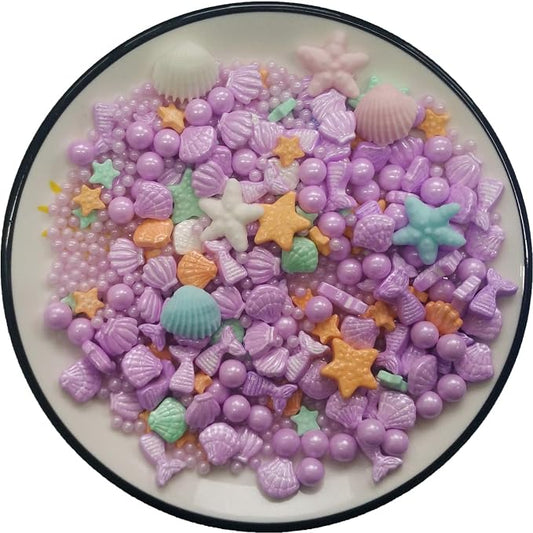 Edible Purple Ocean Mermaid Candy Sprinkles Starfish Dessert Sprinkle Shell Cake Cupcake Toppers Pearl Cookie Decorations Sweet Personalities Candy Sprinkles for Cake Decorating, 3.53 oz