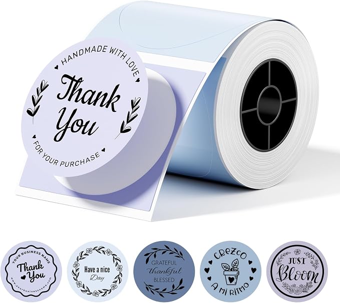 Phomemo Circle Labels- Purple Gradient 5 Colors Round Labels, 2 Inch Self-Adhesive Stickers for M110/M100/M220/M250 Label Printers, Thermal Paper for Baking, Candle, Logo, Small Business, 140pcs/Roll