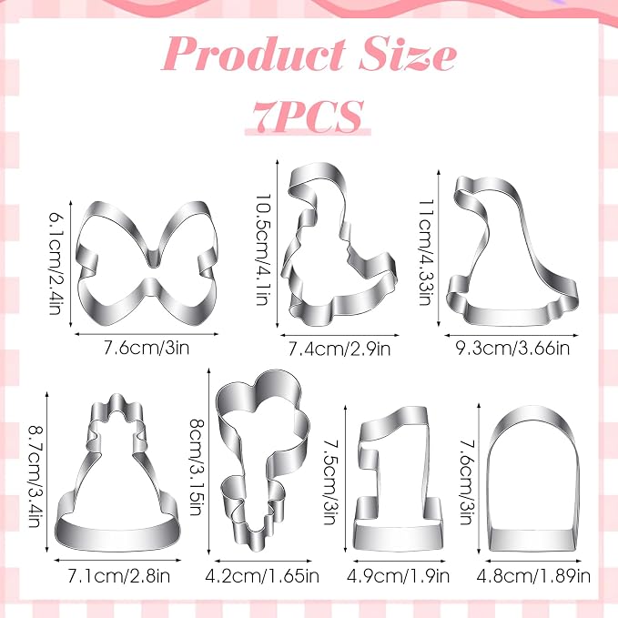 7pcs Duck Cookie Cutter - Stainless Steel Goose Cookie Cutter For Baby Shower First Birthday Party Supplies - Cute Goose Bow Hat Balloon Shapes One Birthday Cookie Cutters